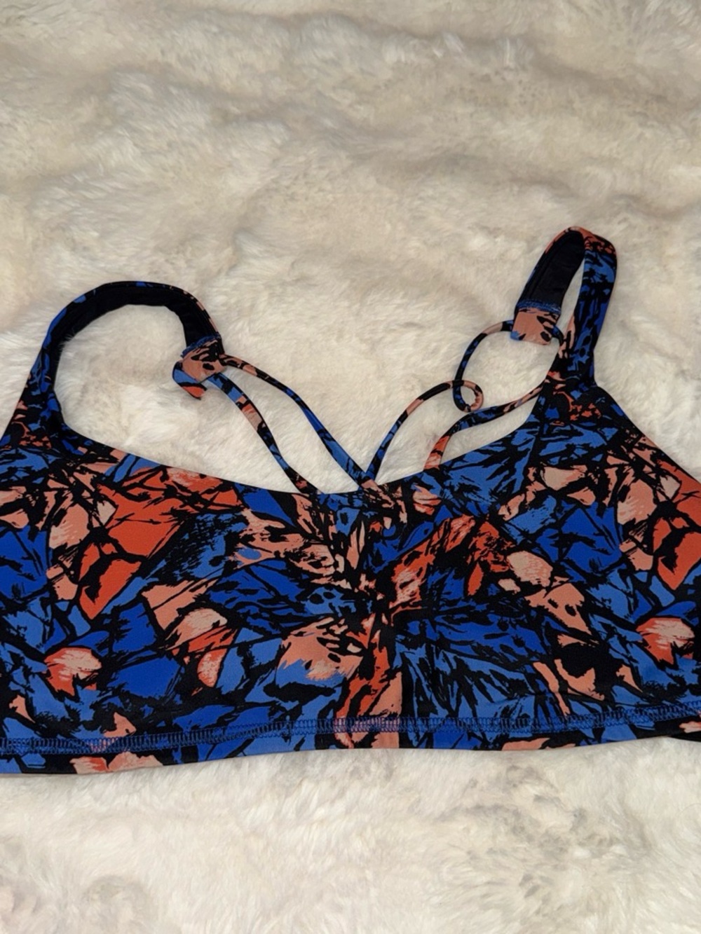 lululemon athletica Blue & Coral Strappy Sports Bra